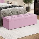 Calçadeira Sagitarius Estofada 140 para Cama Box de Casal Z-021 Sued Rosa Bebê Aradecor