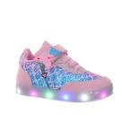 Calçado Infantil Tenis de Menina Sereia Rosa Glitter Com Luz Led