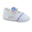 Calçados Sapatinho de Bebê - Sapatilha Feminina - Bicho de Pé Baby REF: 600-604 - Verniz Branco/Rosa e Azul