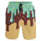 Calção de banho masculina Wamika verde marrom de secagem rápida com bolsos M