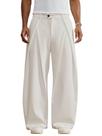Calças BEAUDRM Wide Leg Baggy Zipper Fly Pleated Khaki para homens