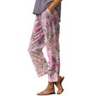 Calças capri HOTYD Boho com estampa floral para mulheres rosa floral