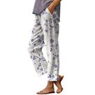 Calças capri HOTYD Boho com estampa floral para mulheres roxas M