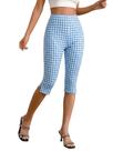 Calças Capri MakeMechic, leggings elásticas de cintura alta, azuis Calças Capri MakeMechic, leggings elásticas de cintura alta, azuis