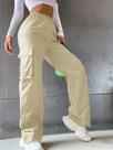 Calças Cargo Femininas De Cintura Alta, Estilo Casual Chic, Joggers Elegantes Com Cintura Elástica,