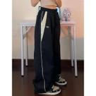 Calças Cargo Femininas De Perna Larga Com Cordão E Cintura Elástica, Estilo Streetwear Y2K, Joggers