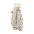 Calças Cargo Femininas Oversize De Perna Larga Com Cintura Baixa E Cordão Estilo Retro Y2K Hip Hop