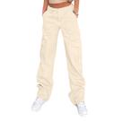 Calças Cargo Lepunuo Femininas - Cintura Alta, para Viagens e Streetwear (Bege)