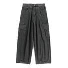 Calças Cargo Masculinas Largas E Oversize Em Denim Preto Coreano, Estilo Hip Hop Harajuku Streetwear Calças Cargo Masculinas Largas E Oversize Em Denim Preto Coreano, Estilo Hip Hop Harajuku Streetwear