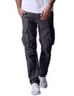 Calças Cargo Match Masculinas de Corte Reto e Ajuste Solto Cinza Aço Calças Cargo Match Masculinas de Corte Reto e Ajuste Solto Cinza Aço