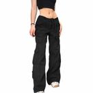 Calças cargo NINGJING femininas Y2K E-Girl Streetwear vintage pretas
