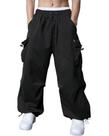 Calças cargo Susclude Parachute para homens, largas, pretas