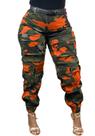 Calças cargo Unybwonn Camo femininas de cintura alta e perna larga
