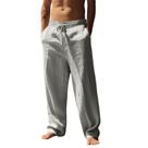 Calças casuais domirica masculinas para negócios, casuais, linho, cinza