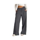 Calças Casuais Femininas De Perna Larga Com Cordão Na Cintura, Cor Sólida, Moda Outono Inverno