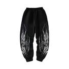 Calças Casuais Masculinas Com Estampa Escura, Estilo Hip Hop, Cintura Elástica, Calças De Rua