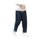 Calças Casuais Masculinas De Algodão E Linho, Respiráveis, Soltas, Retas, Com Cordão, Leves, Para