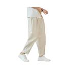 Calças Casuais Masculinas De Algodão E Linho, Respiráveis, Soltas, Retas, Com Cordão, Leves, Para