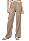 Calças CHEERYAH Linen Wide Leg Palazzo com bolsos em cáqui profundo