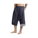 Calças Cropped Casuais De Linho Estilo Kimono Japonês Para Homens, Calças Yukata