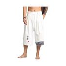 Calças Cropped Casuais De Linho Estilo Kimono Japonês Para Homens, Calças Yukata