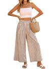 Calças Culotte Hooever Stripe, perna larga, cintura alta para mulheres Calças Culotte Hooever Stripe, perna larga, cintura alta para mulheres