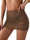 Calças de banho RoseSeek Mesh Sheer High Waist Coffee L