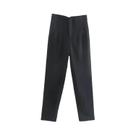 Calças De Cintura Alta Slim Fit Para Mulheres Com Zíper, Calças Longas Para Escritório E