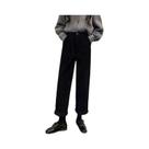Calças De Corduroy Vintage De Cintura Alta Para Mulheres, Calças Pretas Largas E Retas, Moda Coreana