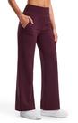 Calças de ioga Libin Wide Leg 29 cm de cintura alta para mulheres Burgundy XS