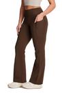 Calças de ioga Yogipace Bootcut Flare Brown para mulheres tamanho L