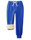 Calças de lã Flygo Boys Girls com forro sherpa, calça de moletom azul
