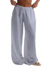 Calças de linho Beach Cover Up RoseSeek, maiô, cinza claro Calças de linho Beach Cover Up RoseSeek, maiô, cinza claro