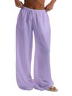 Calças de linho Beach Cover Up RoseSeek, maiô, lilás, roxo Calças de linho Beach Cover Up RoseSeek, maiô, lilás, roxo