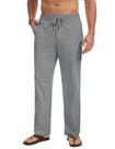 Calças de linho MAGNIVIT para homens, cintura elástica, cordão, cinza Calças de linho MAGNIVIT para homens, cintura elástica, cordão, cinza