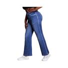Calças de Malha Plus Size com Estampa Jeans - Cintura Média e Alta Elasticidade Calças de Malha Plus Size com Estampa Jeans - Cintura Média e Alta Elasticidade