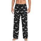 Calças de pijama Ollabaky Halloween Bats Print para homens pretas