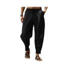 Calças De Praia Masculinas Azuis De Verão Em Algodão E Linho, Estilo Casual, Corte Solto, Para