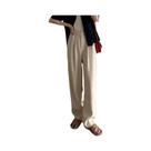 Calças De Terno Pretas De Cintura Alta Para Mulheres, Corte Reto, Moda Casual Coreana, Ajuste Solto Calças De Terno Pretas De Cintura Alta Para Mulheres, Corte Reto, Moda Casual Coreana, Ajuste Solto