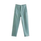 Calças de Tornozelo Vintage de Cintura Alta para Mulheres - Calça Casual com Bolsos