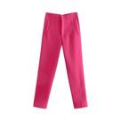 Calças de Tornozelo Vintage de Cintura Alta para Mulheres - Calça Casual com Bolsos