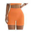 Calças De Yoga Femininas De Cintura Alta Em Cor Sólida Com Textura Canelada, Shorts Esportivos