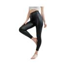 Calças De Yoga Femininas De Cintura Alta Em Couro PU Forradas Com Fleece, Ajuste Slim, Calças Longas Calças De Yoga Femininas De Cintura Alta Em Couro PU Forradas Com Fleece, Ajuste Slim, Calças Longas