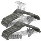 Calças e cabides SONGMICS, pacote com 20 veludo com clipes ajustáveis, cinza Calças e cabides SONGMICS, pacote com 20 veludo com clipes ajustáveis, cinza