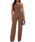 Calças e roupas femininas de 2 peças Ekaliy Summer Brown