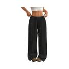 Calças Elegantes De Cintura Alta E Perna Larga Para Mulheres, Com Cordão, Para Escritório E Casual