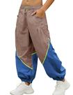 Calças Faleave Baggy Wide Leg para mulheres, cáqui, tamanho XS Calças Faleave Baggy Wide Leg para mulheres, cáqui, tamanho XS