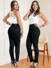 Calças Feminina Cintura Alta Preto Intenso Tecnologia Sawary Jeans