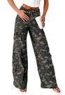 Calças femininas adoráveis com estampa de camuflagem jeans Y2k Wide Leg Cargo