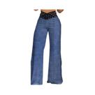 Calças Femininas De Cintura Alta Com Pernas Largas E Estilo Y2K, Elegantes E Casuais, Com Detalhes